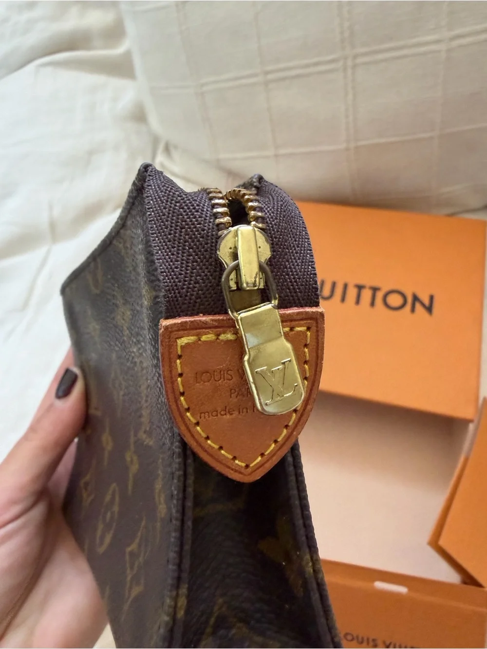 Louis Vuitton Brown Monogram Canvas Zip Pouch with Gold Hardware